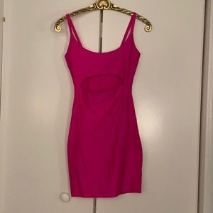 Fashion Nova Neon Pink Bodycon Cutout Dress